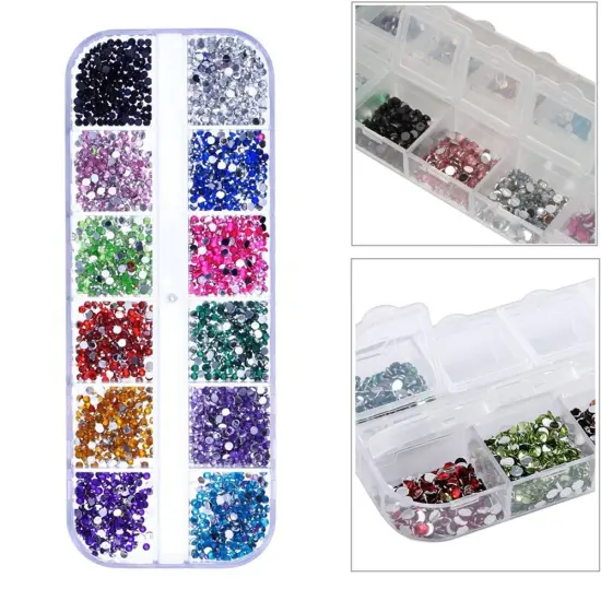 6 Pieces Nail Art Tool Jewelry Storage Box, 12 Compartments Plastic Rhinestone Organizer Container Case, Display Containers {4}