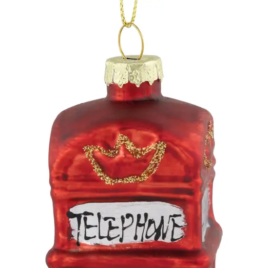 Northlight 4.5" Red Euro Phone Booth Glass Christmas Ornament {5}
