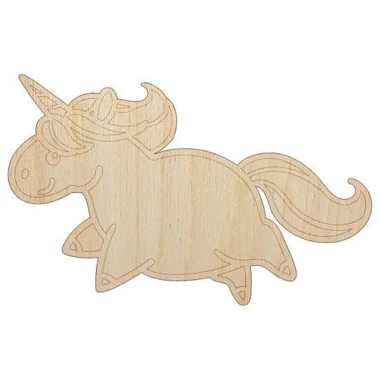 Chubby Unicorn Running Unfinished Wood Shape Piece Cutout for DIY Craft Projects {7}
