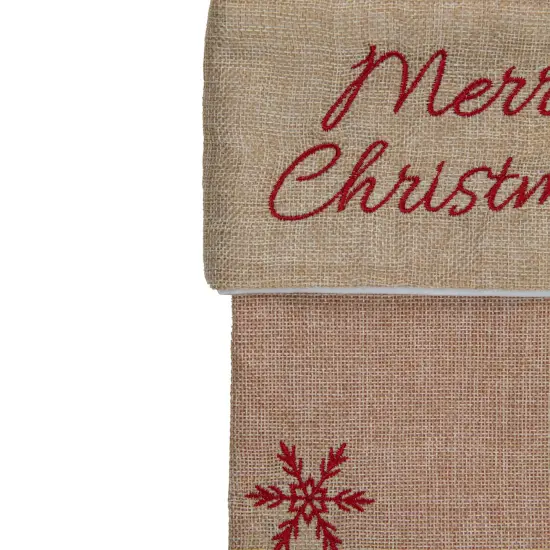 Northlight 19" Beige and Red Santa Claus Embroidered Christmas Stocking Brown {4}