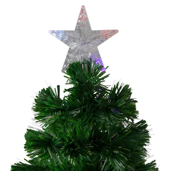 Northlight Pre-Lit Potted Color Changing Fiber Optic Artificial Christmas Tree with Snowflakes - 4' Green {4}