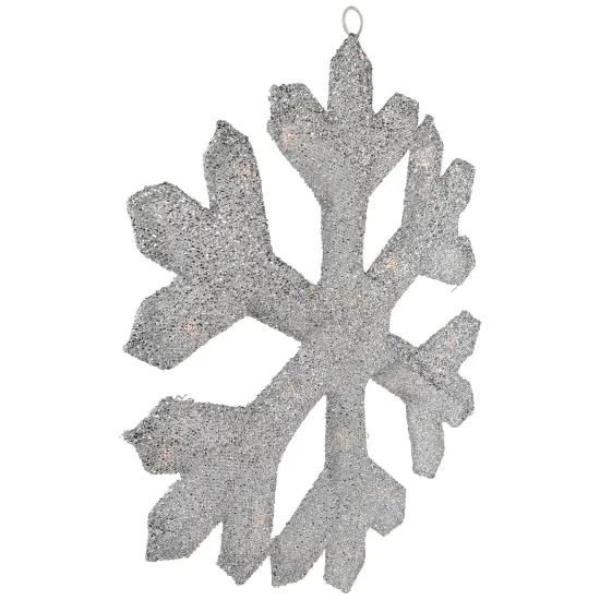 Northlight Lighted Tinsel Snowflake Christmas Window Decoration - 20" - Silver - Clear Lights {5}