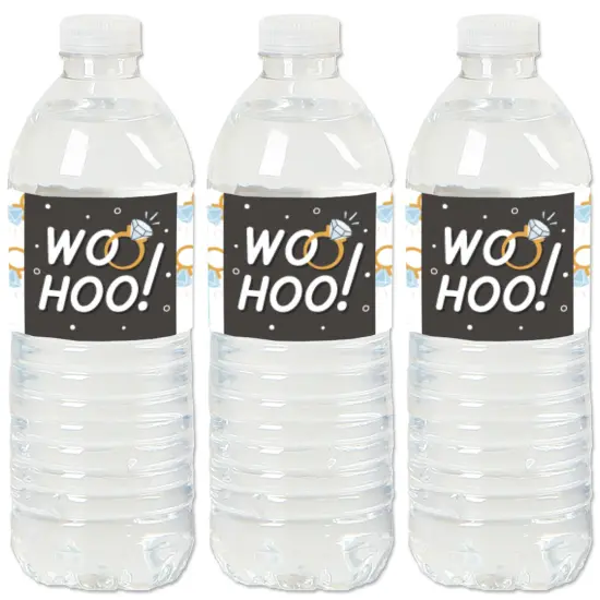 Big Dot of Happiness Just Engaged - Black and White - Engagement Party Water Bottle Sticker Labels - Set of 20 {1}