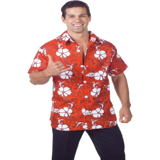 Men's Red Hawaiian Sunset Costume Shirt {1}