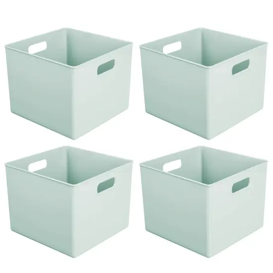 mDesign Plastic Deep Home Storage Organizer Bin with Handles, 4 Pack {4}