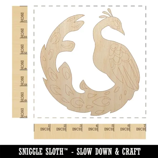 Elegant Sitting Peacock Unfinished Wood Shape Piece Cutout for DIY Craft Projects {1}