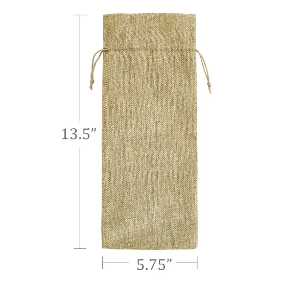 Wrapables Reusable Burlap Wine Bags, Rustic Gift Bags with Drawstring (Set of 8) Natural {2}