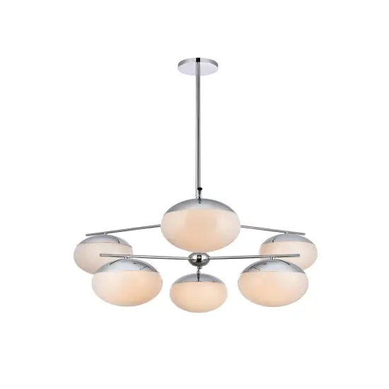 Eclipse 6 Lights Chrome Pendant With Frosted White Glass {3}
