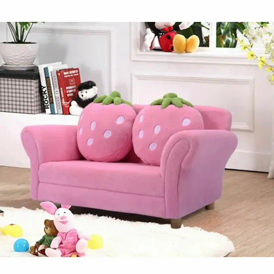 Pink Kids Strawberry Armrest Chair Sofa {3}