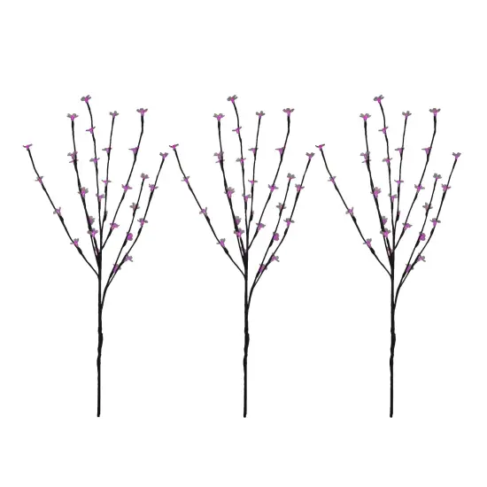 Northlight Lighted LED Cherry Blossom Artificial Tree Branches - 2.5' - Pink - Set of 3 Black {1}