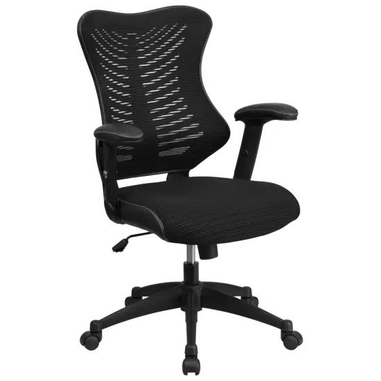 Emma and Oliver High Back Designer Mesh Executive Ergonomic Office Chair w/ Adjustable Arms White Mesh {6}