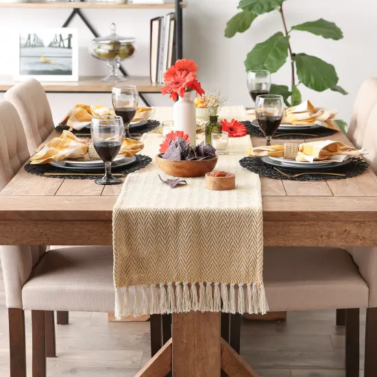 DII Vintage Linen Braided Stripe Table Runner 15x108 {3}