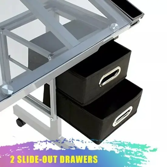 Chair Hydraulic Salon with Rolling Wheels + Adjustable Angle Drafting Table {3}