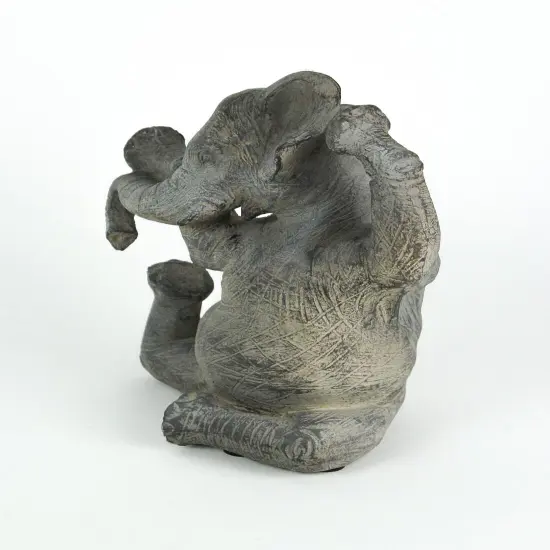 Amazingly Limber Elephant Yoga Seated Pose Tabletop Statue 9 Inches High {3}