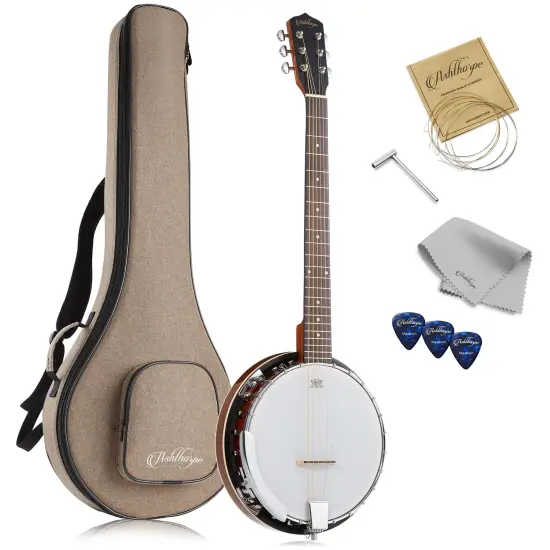 Ashthorpe 6-String Banjo - Full Size with 24 Brackets, Closed Back, Mahogany Resonator {1}