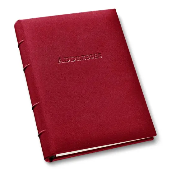 Gallery Leather Large Address Book with Alphabetical Tabs up to 480 records, Leather Notebook Hardcover, Telephone and Address Books - 9x7, Camden Red {2}