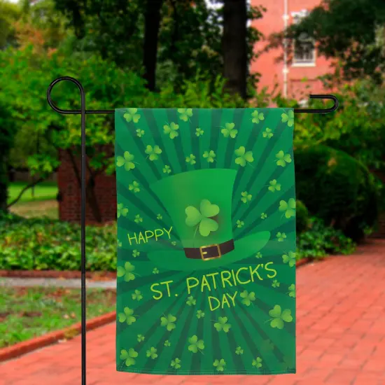 Northlight Leprechaun Hat "Happy St. Patrick's Day" Shamrocks Outdoor Garden Flag 18" x 12.5" Green {4}