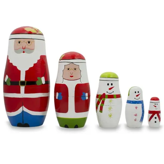 Set of 5 Unfinished Wooden Nesting Dolls DIY Craft Blanks for Painting 6 Inches {5}