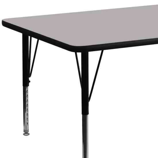 Emma and Oliver 30x72 Rectangle Laminate Adjustable Preschool Activity Table Gray {6}