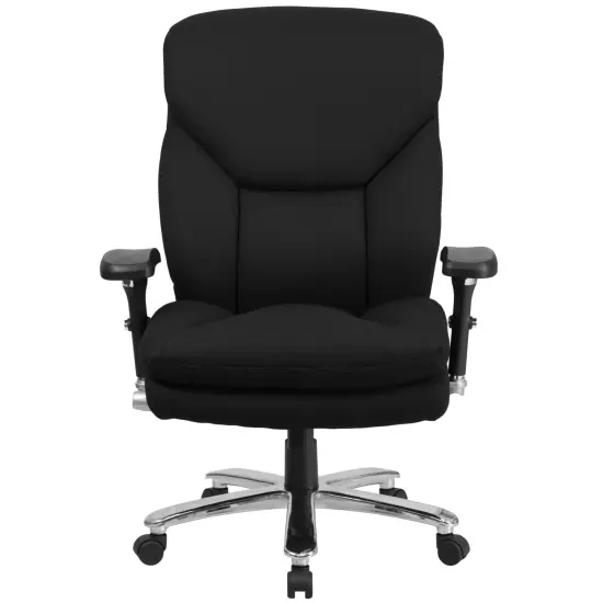 Emma and Oliver 24/7 400 lb. Big & Tall High Back Swivel Ergonomic Office Chair with Lumbar Knob Black Fabric {3}