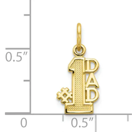 Dad Charm 10K Yellow Gold #1 Dad Charm Father Daddy Pendant 15 X 17mm Jewerly {3}