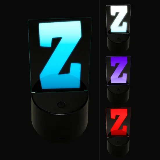 Letter Z Uppercase Fun Bold Font 3D Illusion LED Night Light Sign Nightstand Desk Lamp {1}