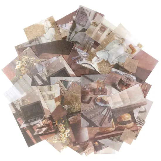 Wrapables Aesthetic Scrapbooking Washi Stickers, for DIY Arts & Crafts, Diary, Stationery, Card Making, Collages, Decals (70 pcs) Vintage Brown {2}