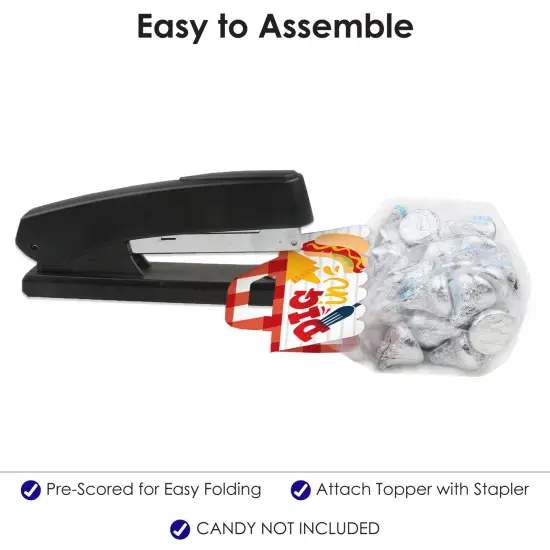 Big Dot of Happiness Fire Up the Grill - DIY Summer BBQ Picnic Party Clear Goodie Favor Bag Labels - Candy Bags with Toppers - Set of 24 {6}