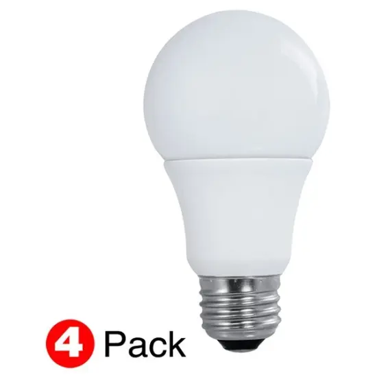 4Pk - Satco 10W A19 LED 4000K Cool White Non-Dimmable - 60W Equiv. {1}