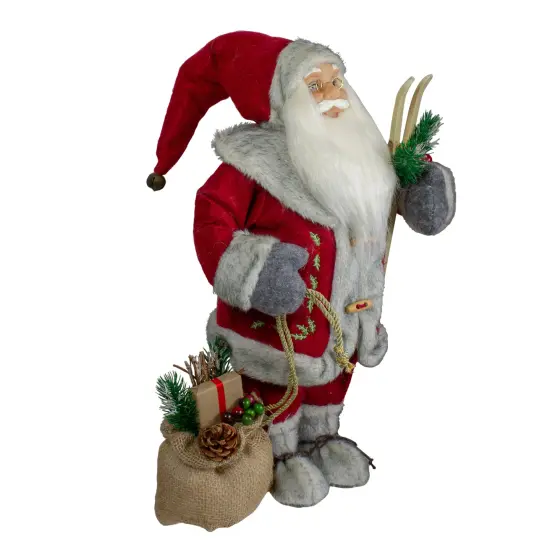 Northlight 18" Standing Santa Christmas Figure with Skis and Fur Boots Red {5}