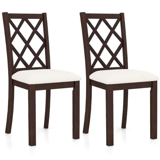 Costway Set of 2/4 Dining Chairs Wood Kitchen Side Chair with Inclined Backrest Cherry Brown {7}