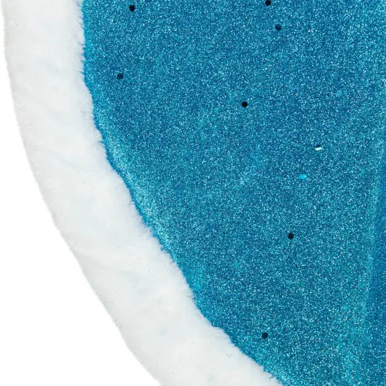Northlight 20" Blue Glittered Mini Christmas Tree Skirt with Fur Trim {6}