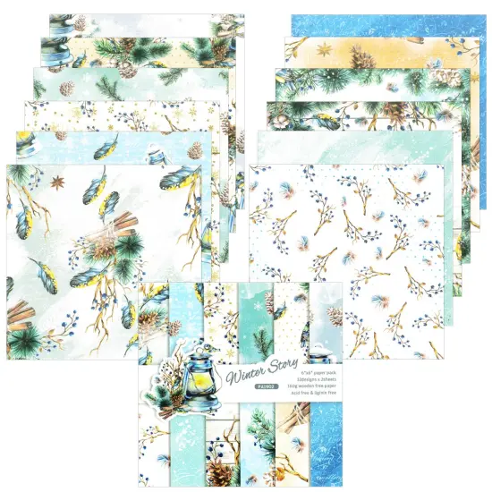 Wrapables 6x6 Decorative Single-Sided Scrapbook Paper for Arts & Crafts Projects, Scrapbooking, Card-Making Winter {1}