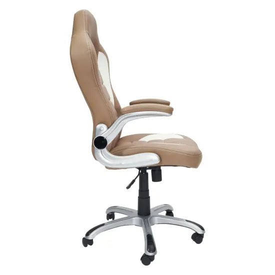 Techni Office Solutions 3.75' Brown, Gray, and Black High Back Executive Sport Race Office Chair with Flip-Up Arms {4}