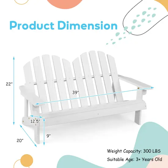 2 Person Adirondack Chair with High Backrest White {5}