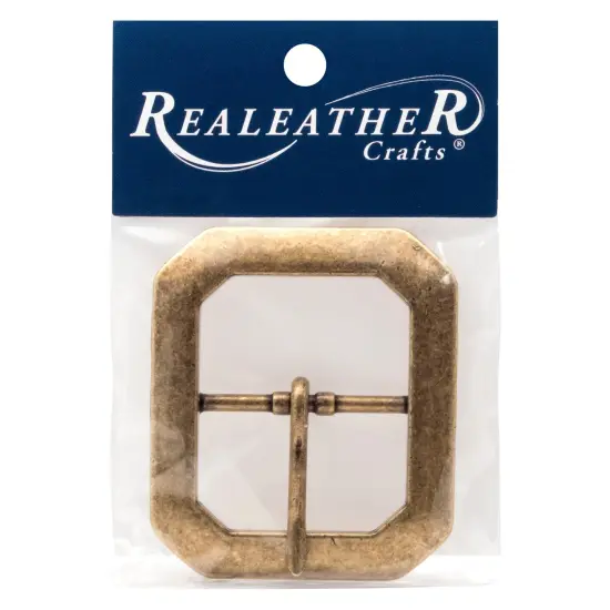Realeather(R) Crafts Clipped Corner Belt Buckle-Antique Brass {1}