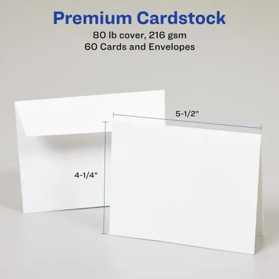 Avery Printable Note Cards with Envelopes, 4.25" x 5.5", White, 60 Blank Note Cards for Laser Printers (5315) {5}
