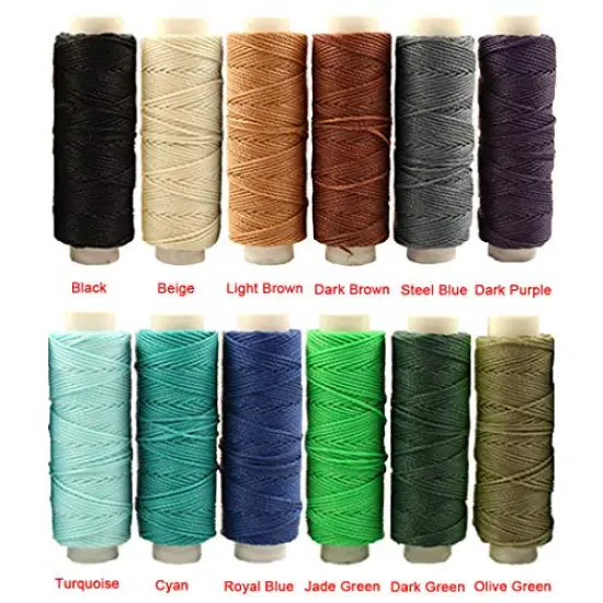 12 Dark Colors Waxed Cords Polyester Leather Sewing Thread Waxed Strings for Macrame, DIY Bracelets, Handcraft or Leather Projects {1}