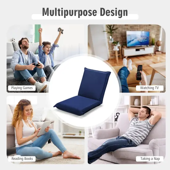 Adjustable 6 position Folding Lazy Man Sofa Chair Floor Chair Blue {3}