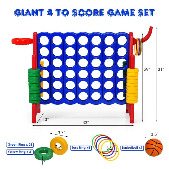 2.5Ft 4-to-Score Giant Game Set Perfect for Indoor-Outdoor Use Red {4}