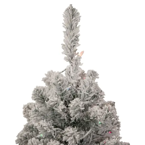 Northlight Pre-Lit Medium Heavily Flocked Madison Pine Artificial Christmas Tree - 3' - Multi Lights Green {5}