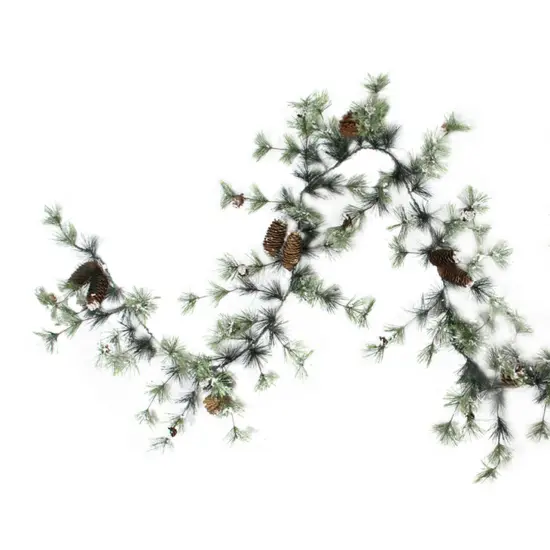 Allstate Frosted Pine with Pine Cones Artificial Christmas Garland - 9.5' - Unlit Green {4}