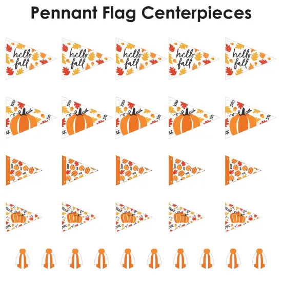 Big Dot of Happiness Fall Pumpkin - Triangle Halloween or Thanksgiving Party Photo Props - Pennant Flag Centerpieces - Set of 20 {7}