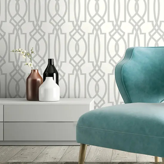 Transform Silver Trellis Peel and Stick Wallpaper {1}