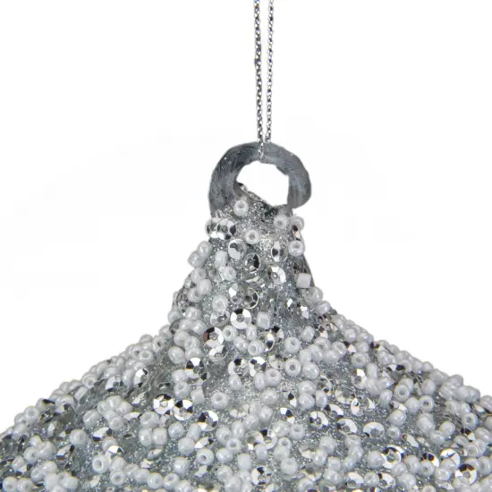 Northlight 5.25" Silver Beads and Sequins Glass Onion Christmas Ornament {4}