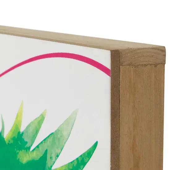 Northlight Floral Pineapple Welcome Wooden Wall Sign - 13" White {5}