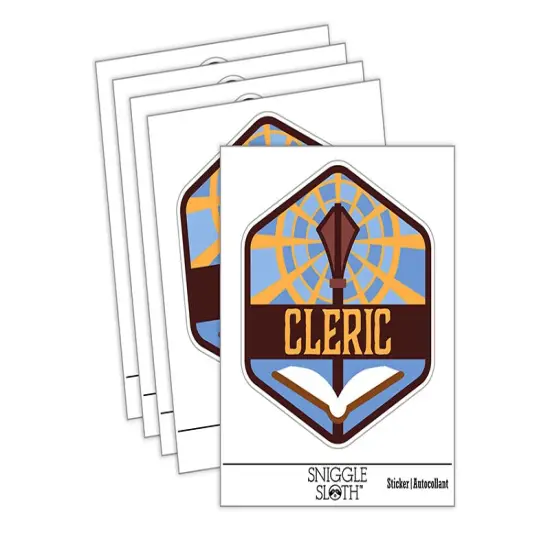 RPG Class Cleric Games Fantasy Gaming Waterproof Vinyl Phone Tablet Laptop Water Bottle Sticker Set - 5 Pack {2}