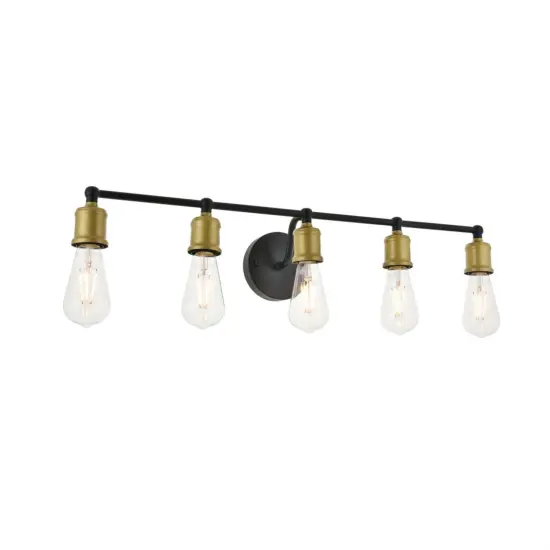Serif 5 light brass and black Wall Sconce {4}