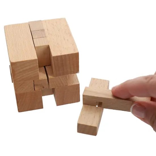 WE Games Solid Wood 3D Cube Puzzle {2}