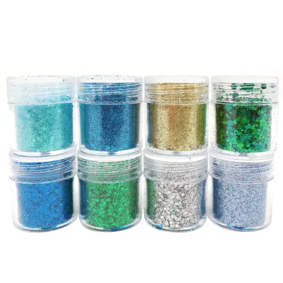 Wrapables Chunky Glitter for Hair Face Makeup Nail Art Decoration (8 Colors) Blue Green {1}